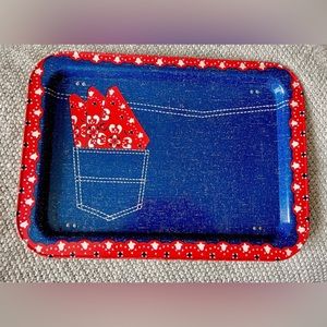 Vintage Metal Blue Jean TV Lap Tray